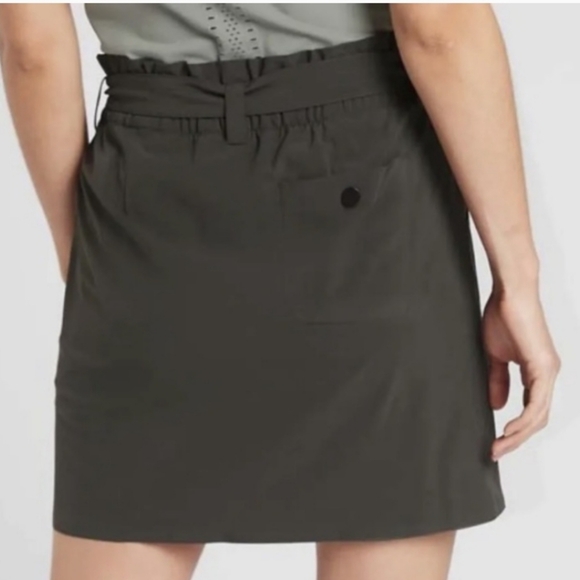 Athleta Arbor Olive Skyline Skort Women Paper bag Waist Belt Skirt Green Size 12 - Picture 2 of 11